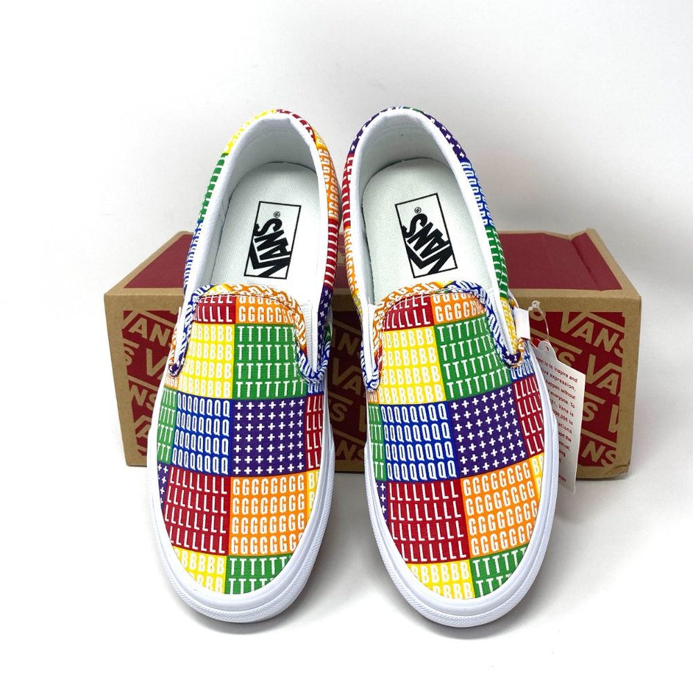 VANS Classic Slip On Men's PRIDE LGBTQ+ Multicolor Rainbow Low Top VN0A33TB3WJ - Picture 2 of 10